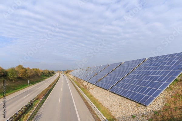 Obraz solar modules at german autobahn highway interstate