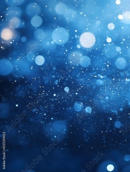 Fototapeta Abstract Blue Background with Sparkling Bokeh Lights and Glittering Dust Particles Design