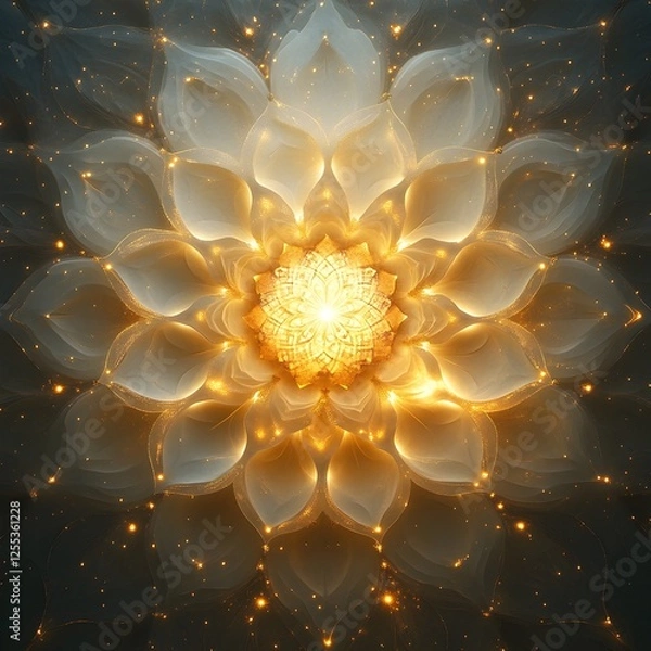 Fototapeta A sacred geometry pattern with overlapping hexagons forming a light mandala.