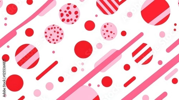 Fototapeta Abstract Red Pink Circles And Lines On White Background Artistic Pattern Design Modern Art