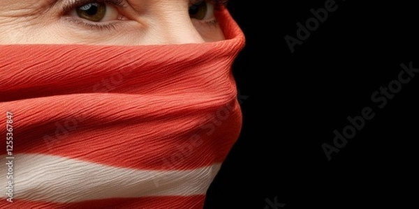 Fototapeta Patriotic Textile Art Close-Up of Rippling American Flag on Textured Fabric - Cultural Marketing Visuals for National Event Campaigns and Heritage Branding