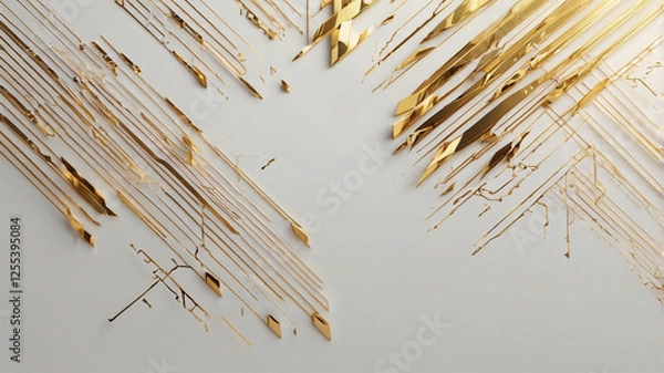 Fototapeta Modern Luxury Gold and White Background - Abstract Arrows and Futuristic Elements for Tech Presentations