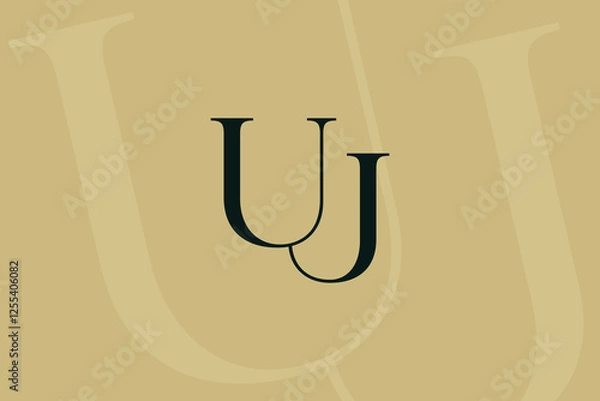 Obraz UJ or JU letter logo icon design. Classic style luxury initials monogram.