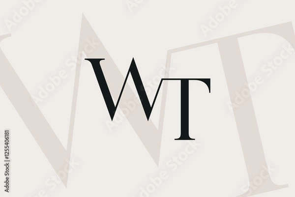 Obraz WT or TW letter logo icon design. Classic style luxury initials monogram.