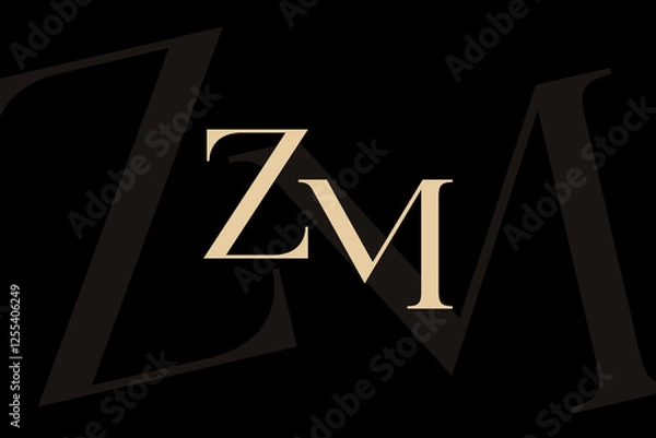 Obraz ZM or MZ letter logo icon design. Classic style luxury initials monogram.