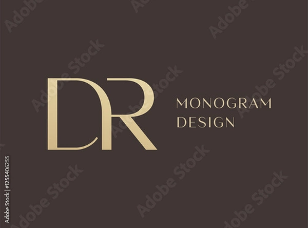 Obraz DR letter logo icon design. Classic style luxury initials monogram.