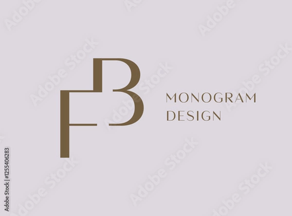 Obraz BF or FB letter logo icon design. Classic style luxury initials monogram.