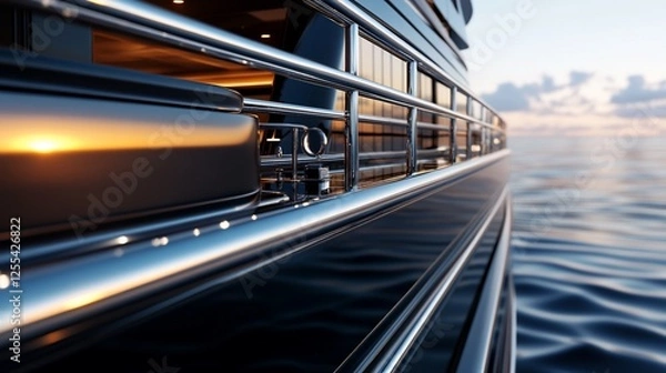 Fototapeta Luxury Yacht at Sunset: A Glimpse of Opulence and Tranquility