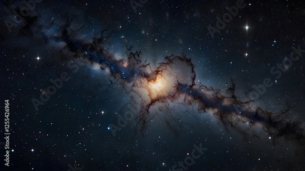 Obraz A stunning view of the Milky Way's heart, showcasing vibrant stars and cosmic dust swirling in a breathtaking galaxy.
