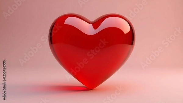 Obraz A vibrant red heart-shaped object rests against a soft pink background, radiating warmth and affection.