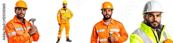Obraz Construction Worker in Safety Gear with Tools, Professionalism and Safety Awareness in Focus