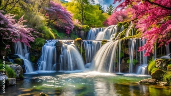 Obraz Cascading Waterfall in Vibrant Bloom