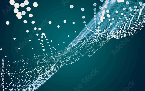 Fototapeta Abstract polygonal space low poly dark background, 3d rendering