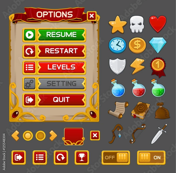 Obraz Medieval game GUI pack