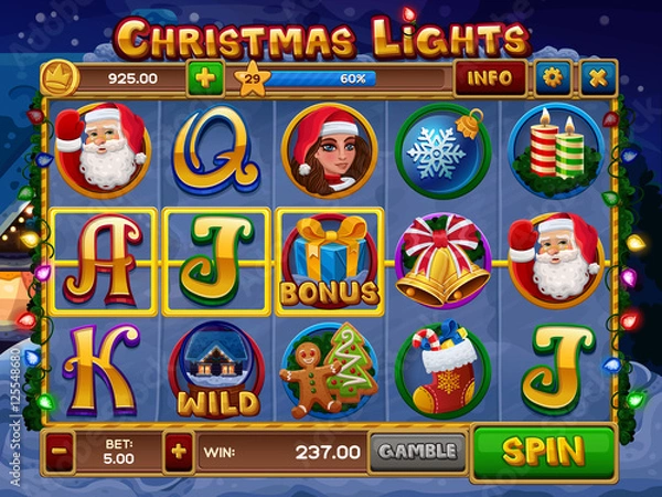 Obraz Christmas lights slots game