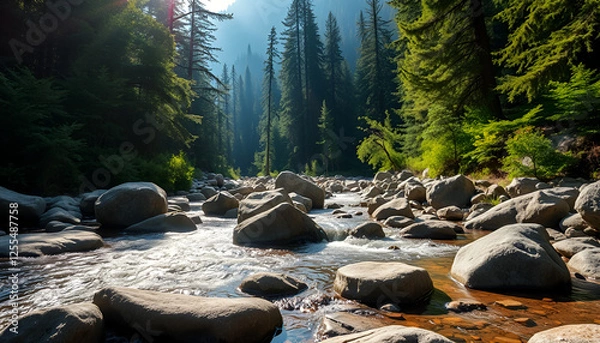 Fototapeta Crystal Clear Stream in the Valley.