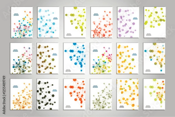 Fototapeta Vector abstract molecular structure. Cover template design