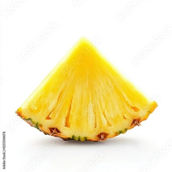 Fototapeta Closeup Triangular Slice Of Yellow Pineapple On White Background