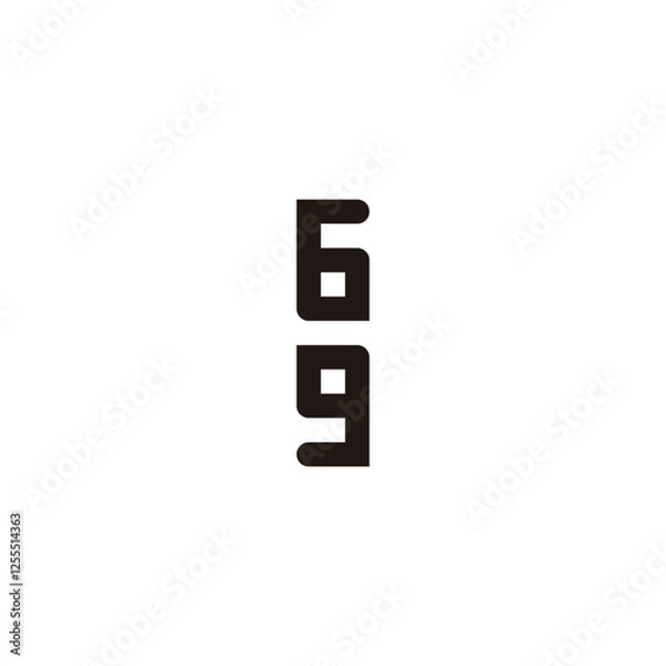 Fototapeta Number 6 9 square curve geometric symbol simple logo vector