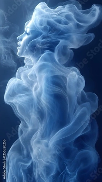 Fototapeta A soft, translucent blue glow emanating from the edges of a minimal canvas.