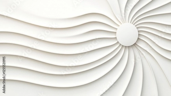 Obraz Abstract White Background with Flowing Waves and Central Circle Design for Modern Aesthetic