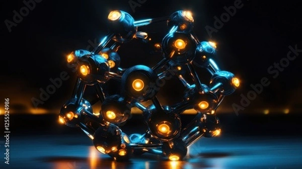 Fototapeta Glowing Molecular Model Inspired by Sci-Fi Concepts