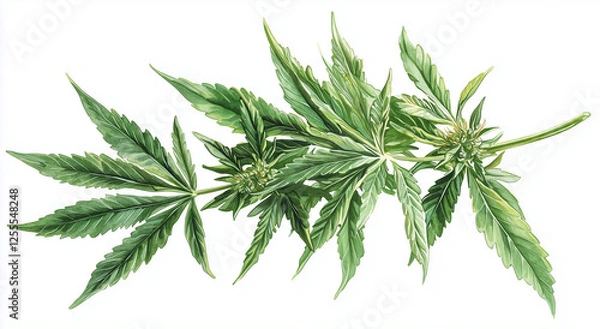 Obraz Cannabis Leaf Botanical Illustration