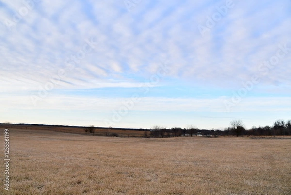 Fototapeta Clouds in Blue Sky Over Rural Field