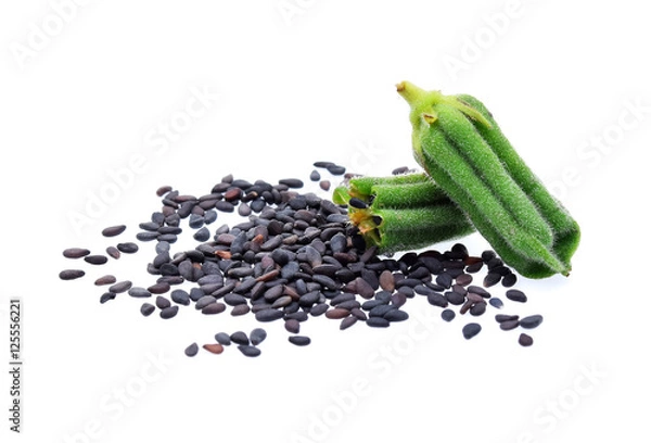 Obraz Black Sesame Seeds isolated on white background.