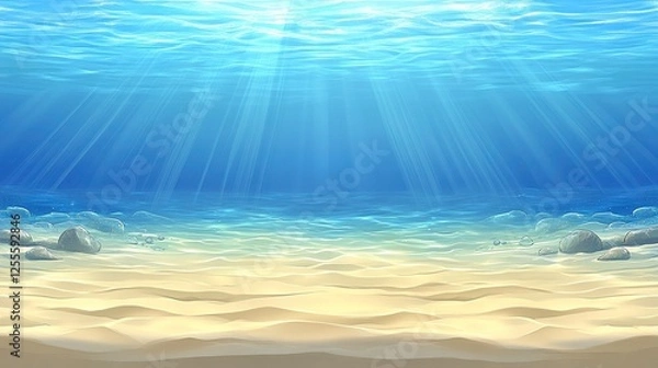 Fototapeta Beneath the waves exploring the underwater world ocean floor digital artwork serene environment wide angle view