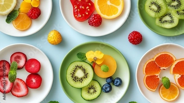 Fototapeta Captivating display of colorful fruits and vegetables in a natural setting vibrant photo composition for healthy lifestyle inspiration
