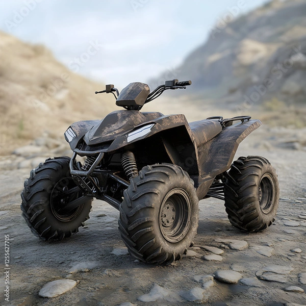 Fototapeta Rugged All-Terrain Quad Bike with Robust Design Perfect for Off-Road Adventures and Utility Tasks