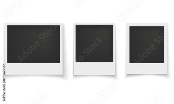 Fototapeta Png Polaroid, frame, photo, mockup, scrapbook. Vector photo Frames: Realistic Photo Templates with Shadows. Vintage Card Set for Stock Use. Vector Illustratios on transparent background
