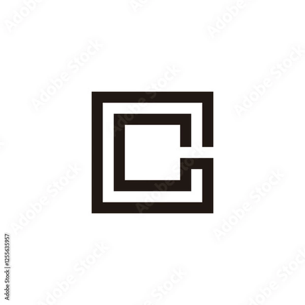 Fototapeta Letter C square, two lines geometric symbol simple logo vector