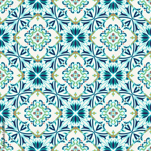 Fototapeta Vector seamless texture. Beautiful colored pattern for design and fashion with decorative elements