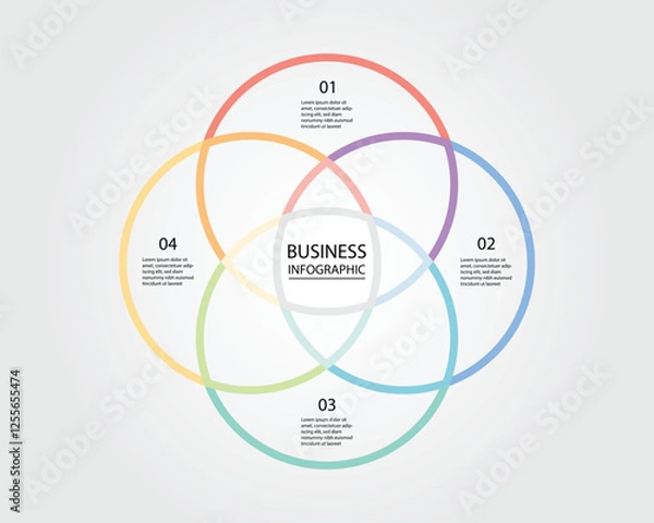 Fototapeta Business Infographic modern design template for banners and infographics for 4 gradient venn diagram circle line step