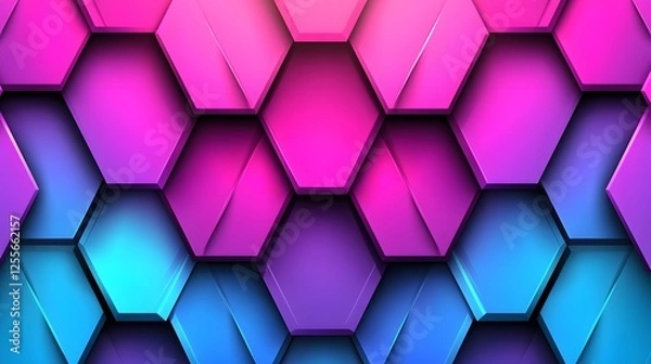 Fototapeta Colorful Hexagon Pattern With Gradient Background and Texture