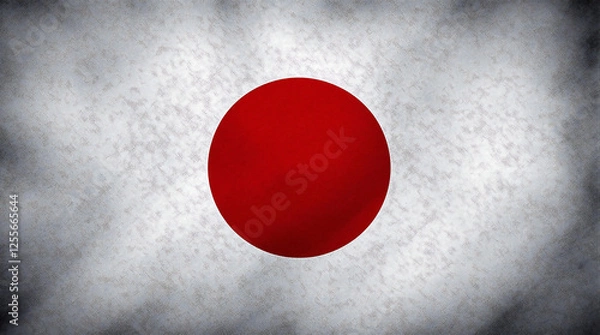 Fototapeta Japanese Flag Image with Textured Background