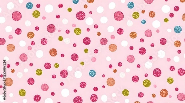 Fototapeta Colorful Dots on Light Pink Background for Fun and Playful Design