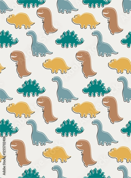 Fototapeta kids dino carton funny cute v...