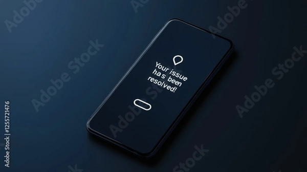 Fototapeta Smartphone Notification About Issue Resolution on Dark Background