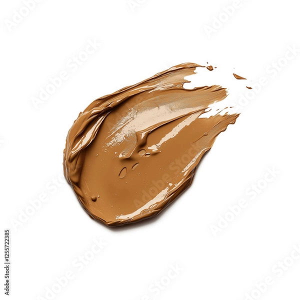 Fototapeta Brown Smooth smear of creamy foundation, soft texture with subtle blending on white background