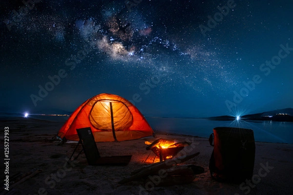 Fototapeta 星空とテント