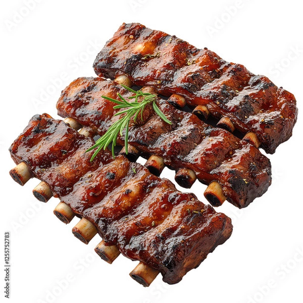 Fototapeta BBQ Ribs isolated on transparent background