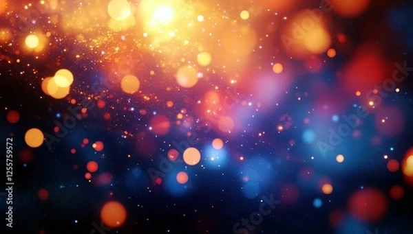 Fototapeta Vibrant Colorful Bokeh Background with Glowing Lights and Sparkles for Artistic and Abstract Design Projects, Perfect for Digital Use and Creative Expression