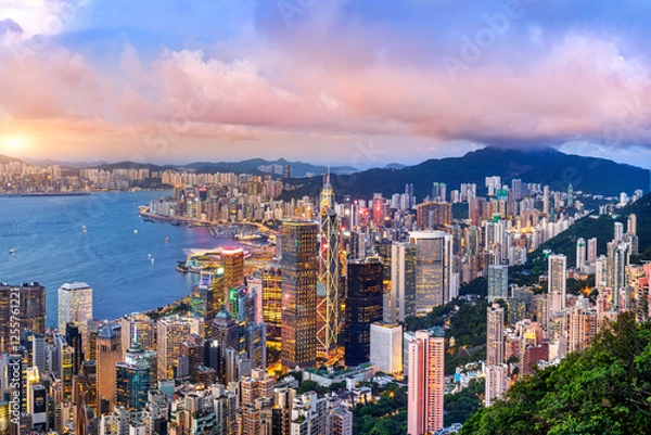 Obraz Hong Kong cityscapse at sunset.