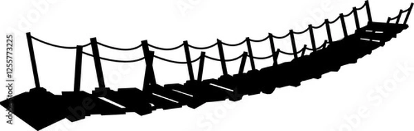Obraz rope bridge silhouette on white background vector