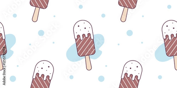 Fototapeta Delightful summery pattern featuring chocolate ice pops with white topping.  Perfect for branding, websites, packaging, and social media.  Cute, minimalist style.