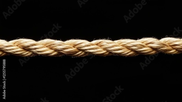 Fototapeta Natural fiber rope texture on a dark background showcasing intricate weaving details and craftsmanship