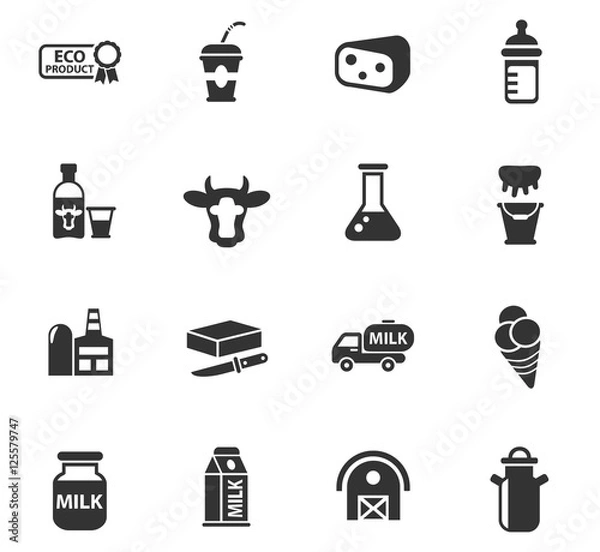 Obraz milk icon set